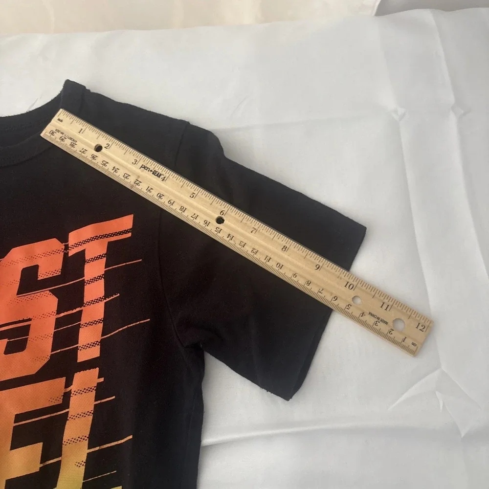 The Childrens Place Boys Beast Level Shirt Black Cotton Graphic Tee Size M 7/8